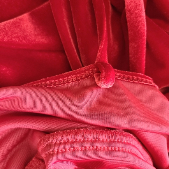 Frederick's of Hollywood 90s Vintage Velvet Asymmetric Romantic USA Ruffle Dress - Picture 8 of 11